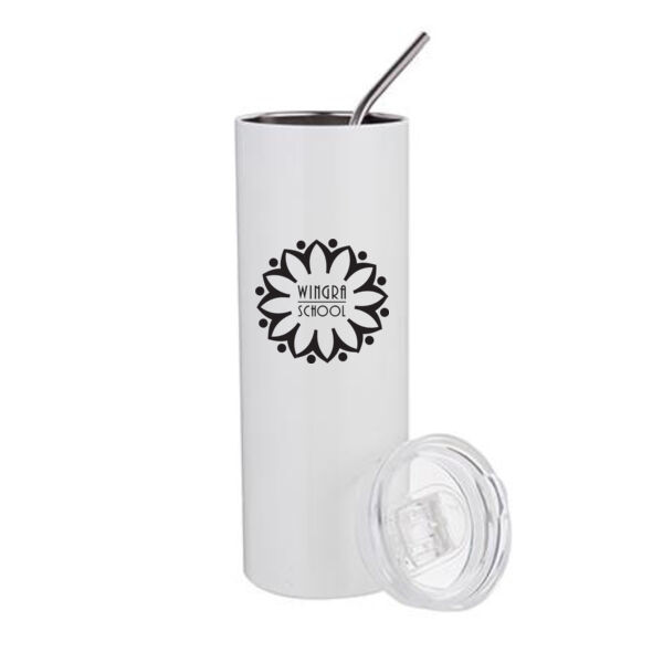 20oz Stainless Steel Tumbler W/Straw & Lid - Sublimated Logo Thumbnail