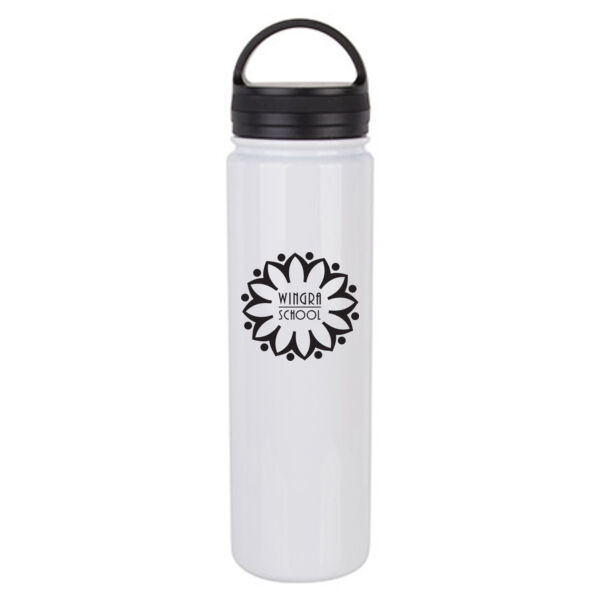 23oz Stainless Steel Flask Bottle w/Portable Lid - Sublimated Logo Thumbnail